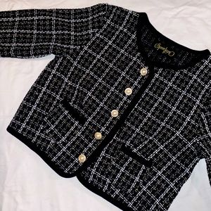 Shimmer Plaid Cropped Suit Jacket SPOONJEANS